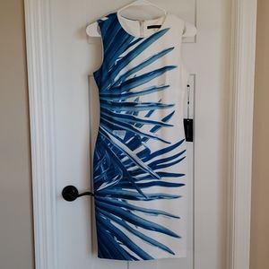 Tommy Hilfiger Fitted SleeveleWhite and Blue Dress